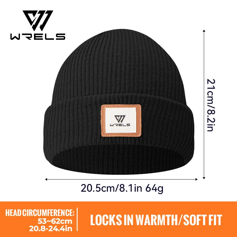 WRELS Warm Beanie Knit Hat Lightweight Fleece Lined Beanie Warm Winter Running Cap Knit Cuffed Cap Outdoor Beanie Cap Sports Hat