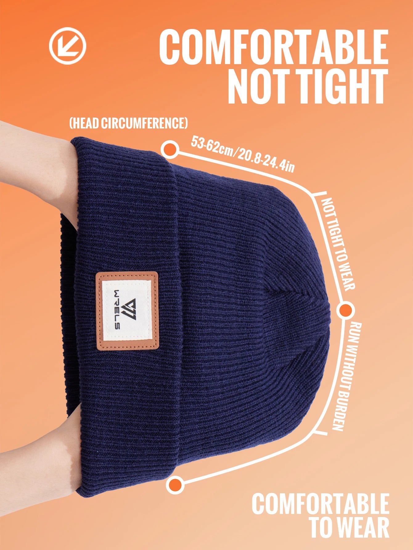 WRELS Warm Beanie Knit Hat Lightweight Fleece Lined Beanie Warm Winter Running Cap Knit Cuffed Cap Outdoor Beanie Cap Sports Hat