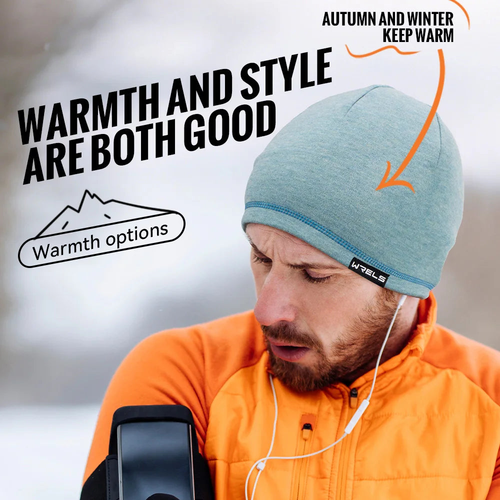 WRELS Skull Cap Fleece Beanie Winter Windproof Breathable Polar Beanie Cap Thick Unisex for Outdoor Exercising Cycling Cap