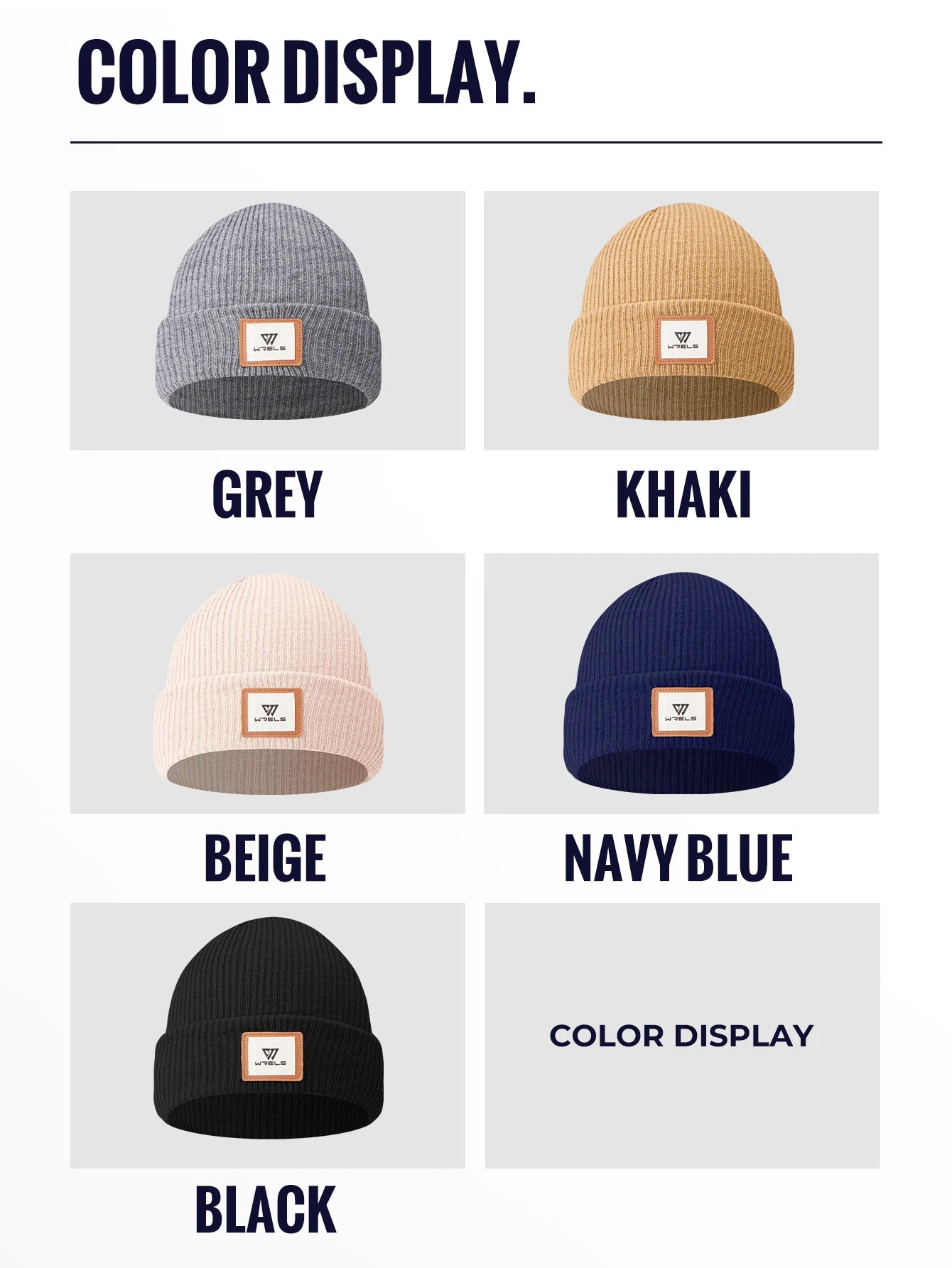 WRELS Warm Beanie Knit Hat Lightweight Fleece Lined Beanie Warm Winter Running Cap Knit Cuffed Cap Outdoor Beanie Cap Sports Hat