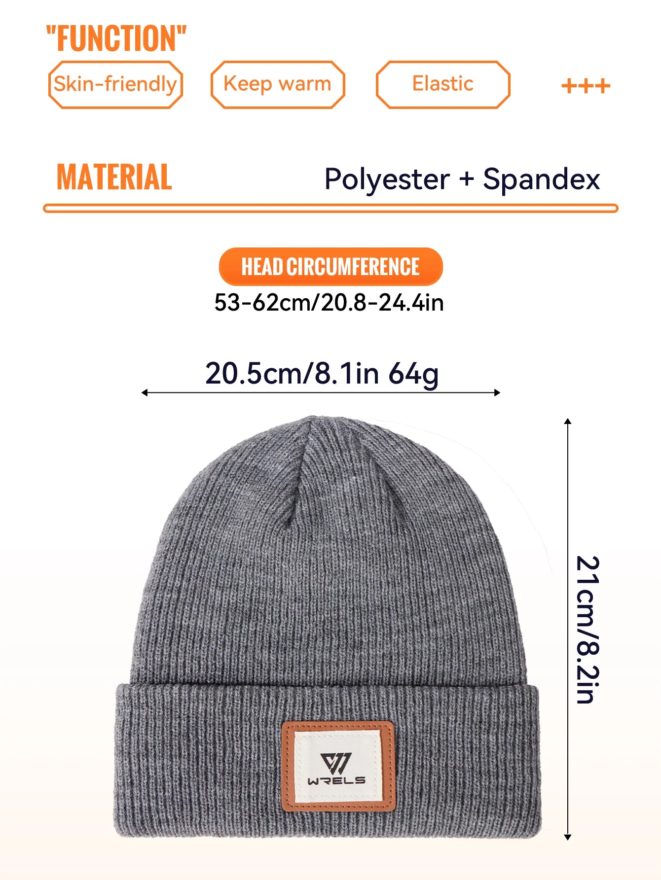 WRELS Warm Beanie Knit Hat Lightweight Fleece Lined Beanie Warm Winter Running Cap Knit Cuffed Cap Outdoor Beanie Cap Sports Hat