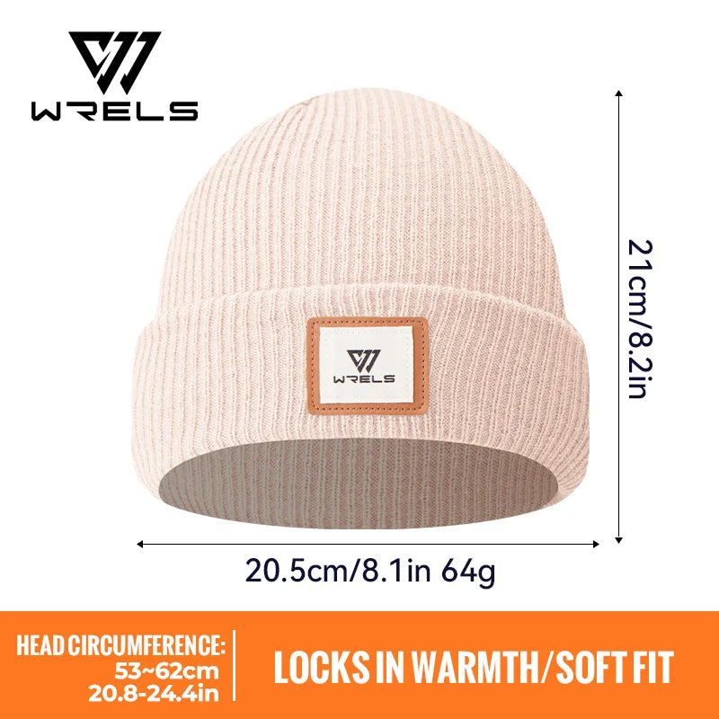 WRELS Warm Beanie Knit Hat Lightweight Fleece Lined Beanie Warm Winter Running Cap Knit Cuffed Cap Outdoor Beanie Cap Sports Hat