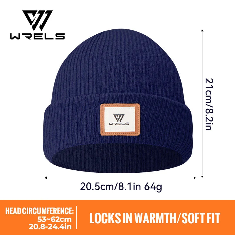 WRELS Warm Beanie Knit Hat Lightweight Fleece Lined Beanie Warm Winter Running Cap Knit Cuffed Cap Outdoor Beanie Cap Sports Hat
