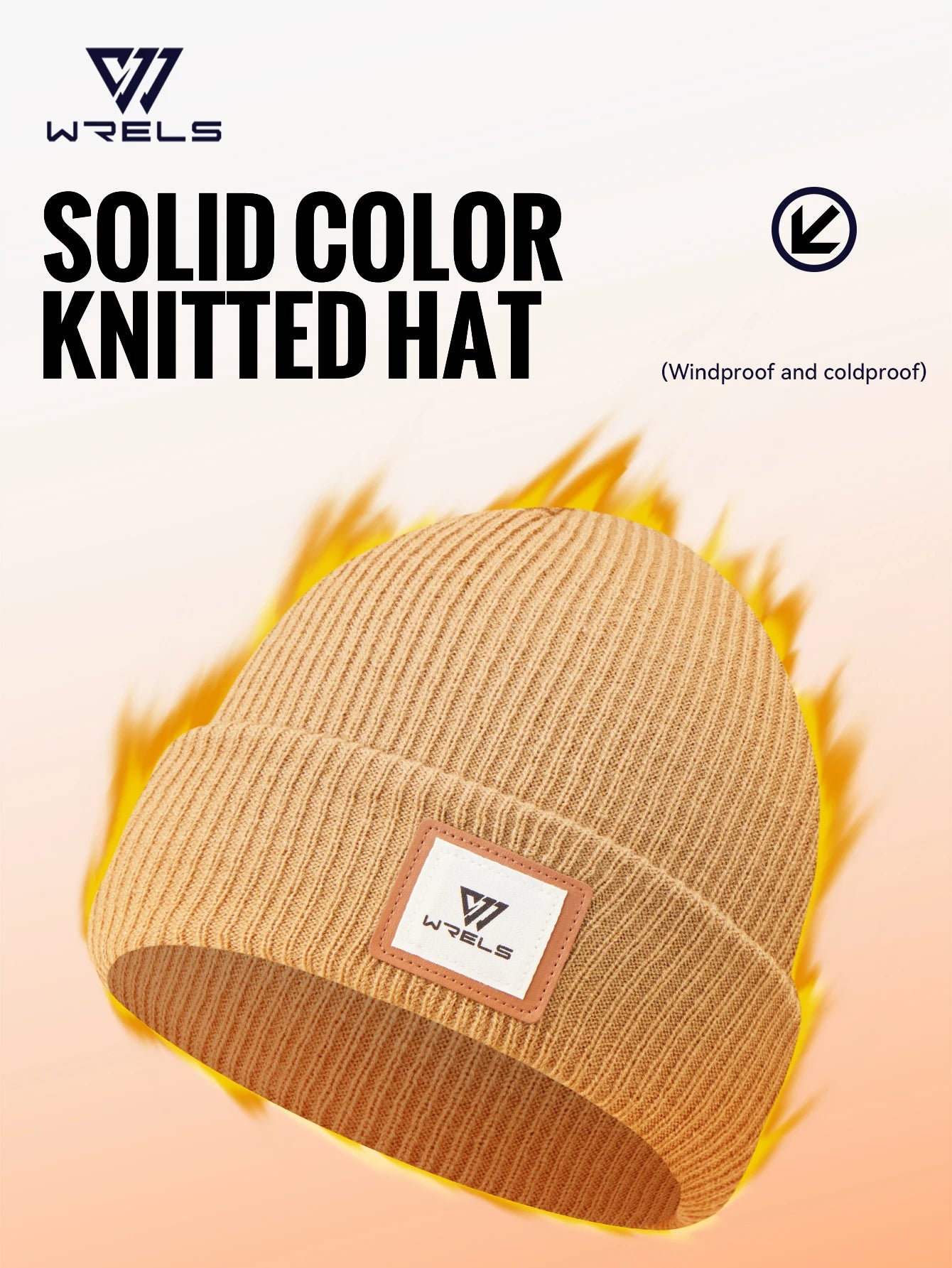 WRELS Warm Beanie Knit Hat Lightweight Fleece Lined Beanie Warm Winter Running Cap Knit Cuffed Cap Outdoor Beanie Cap Sports Hat